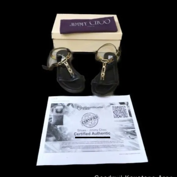 Jimmy Choo Black/Gold Sandals Sz 39