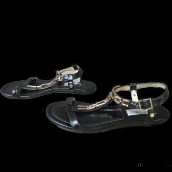 Jimmy Choo Black/Gold Sandals Sz 39