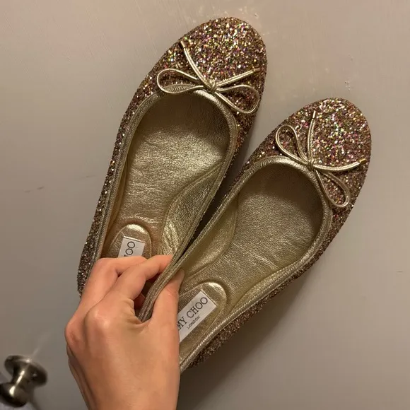 JIMMY CHOO Glitter Ballet Flats, SZ 37