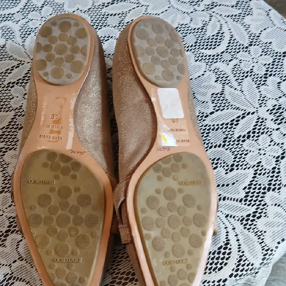 Jimmy Choo Gold Flats with Bow Detail