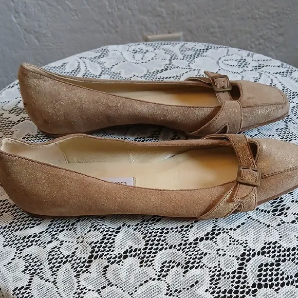 Jimmy Choo Gold Flats with Bow Detail