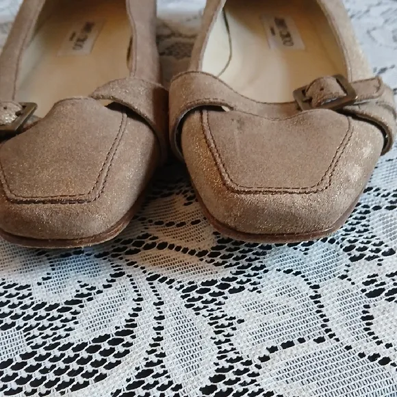 Jimmy Choo Gold Flats with Bow Detail