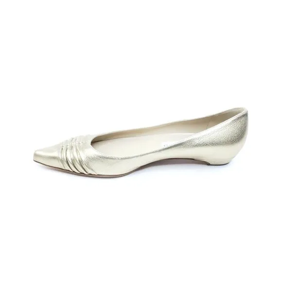 Jimmy Choo Gold Metallic Flats Pointed Toe Womens EUR 38.5 US 8.5