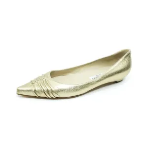 Jimmy Choo Gold Metallic Flats Pointed Toe Womens EUR 38.5 US 8.5