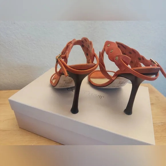 Jimmy Choo Minny‎ Ankle Strap Sandals Camel Leather Burnt Orange EU 36 Us 6 $565