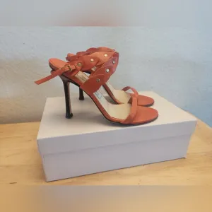 Jimmy Choo Minny‎ Ankle Strap Sandals Camel Leather Burnt Orange EU 36 Us 6 $565