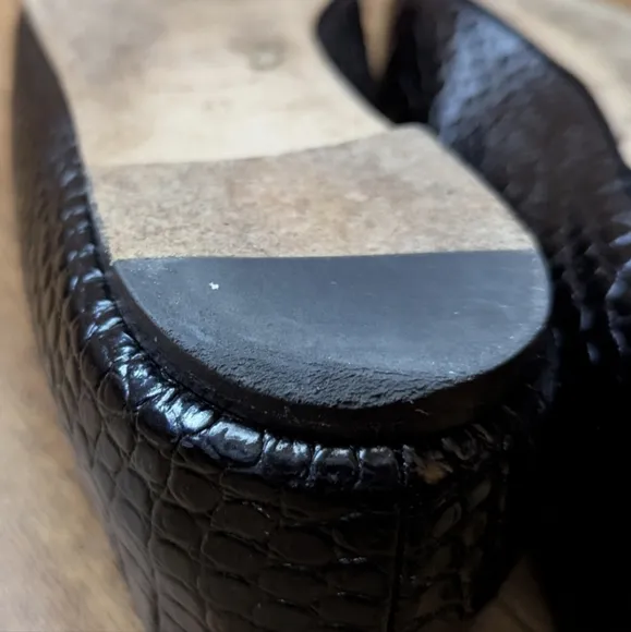 Jimmy Choo Mirele Croc Embossed Leather Flats Black EU 41