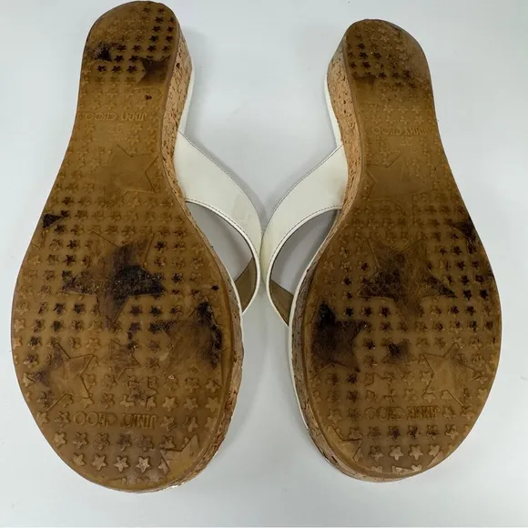 Jimmy Choo Sandals White Patent Leather Sandals Size 37