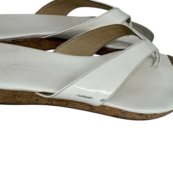 Jimmy Choo Sandals White Patent Leather Sandals Size 37