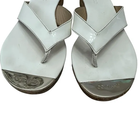 Jimmy Choo Sandals White Patent Leather Sandals Size 37