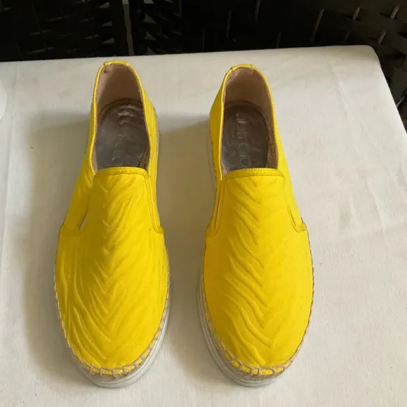 Jimmy Choo Sunny Yellow Thick Canvas Espadrilles with Jute Sole