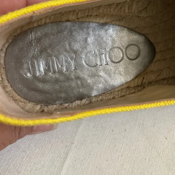 Jimmy Choo Sunny Yellow Thick Canvas Espadrilles with Jute Sole