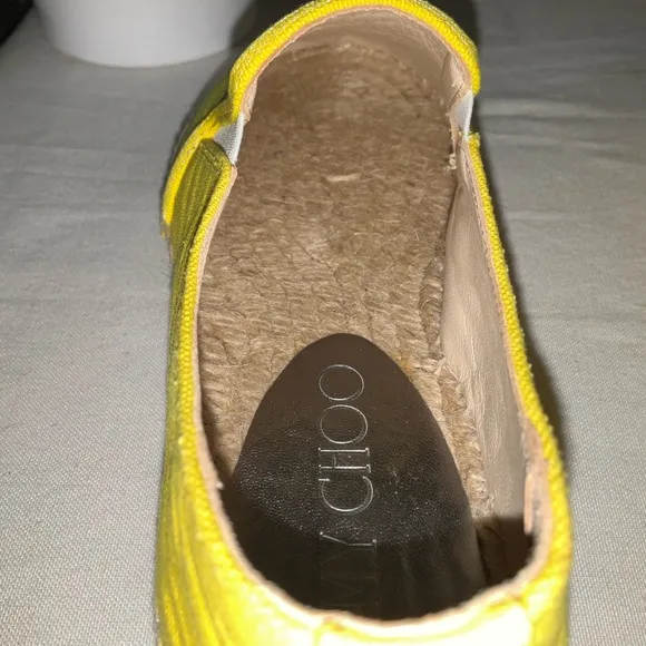 Jimmy Choo Sunny Yellow Thick Canvas Espadrilles with Jute Sole