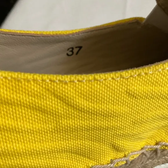 Jimmy Choo Sunny Yellow Thick Canvas Espadrilles with Jute Sole