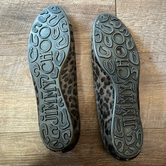 Jimmy Choo Whirl Leopard Print Ponyhair Cap Toe Ballet Flats