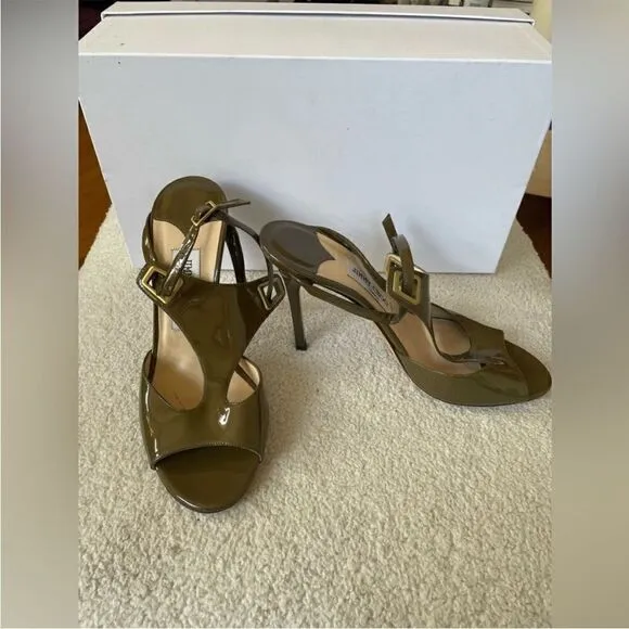 JIMMY CHOO Patent Leather T-Strap Sandals