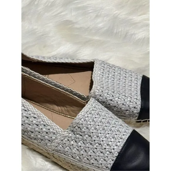 J.mclaughlin Redding 2 basket weave woven black white loafers 9M
