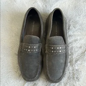 John Varvatos suede leather studded loafers driving moccasins size 8