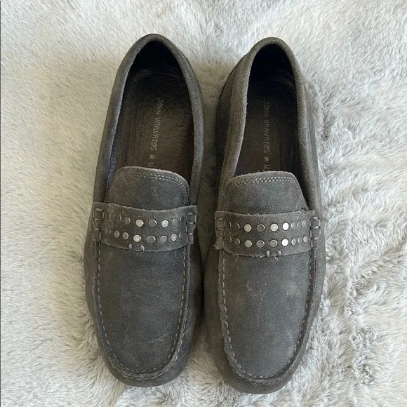 John Varvatos suede leather studded loafers driving moccasins size 8