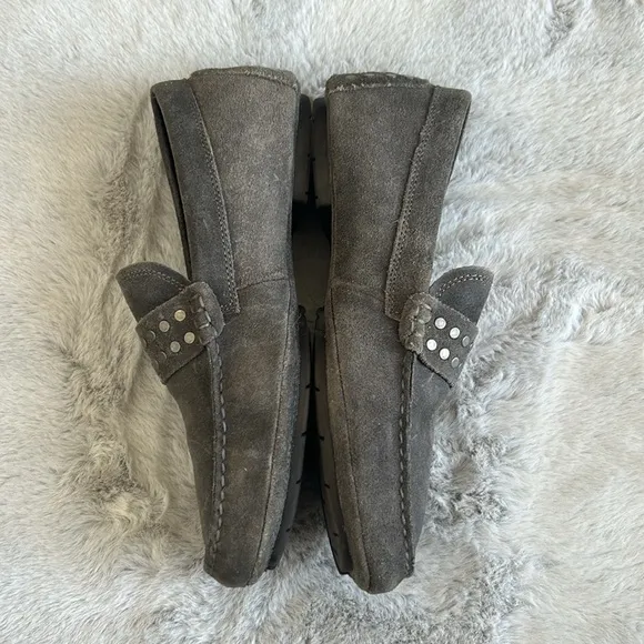 John Varvatos suede leather studded loafers driving moccasins size 8