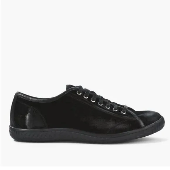 John Varvatos USA Black Low Top Hattan Brushed Velvet Sneakers Mens Sz 7 Classic