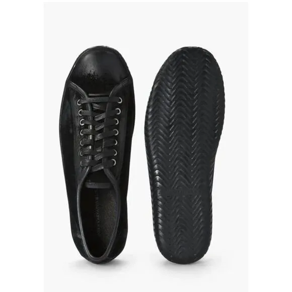 John Varvatos USA Black Low Top Hattan Brushed Velvet Sneakers Mens Sz 7 Classic