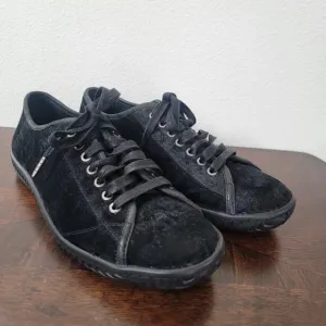 John Varvatos USA Black Low Top Hattan Brushed Velvet Sneakers Mens Sz 7 Classic