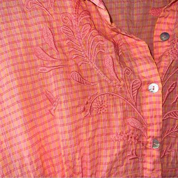 Johnny Was Orla Puff Sleeve Embroidered Shirt Dress Large Oversized fit