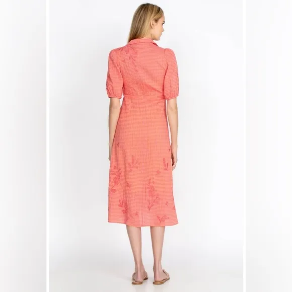 Johnny Was Orla Puff Sleeve Embroidered Shirt Dress Large Oversized fit
