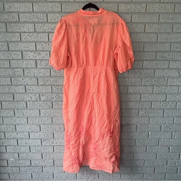 Johnny Was Orla Puff Sleeve Embroidered Shirt Dress Large Oversized fit