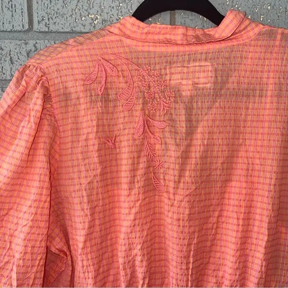 Johnny Was Orla Puff Sleeve Embroidered Shirt Dress Large Oversized fit
