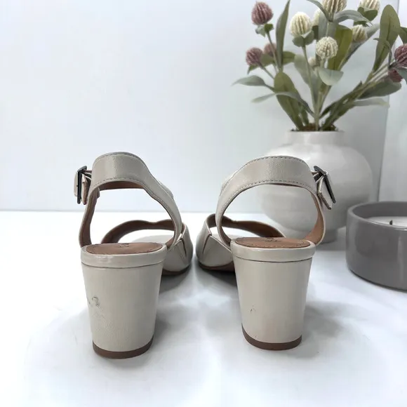 Johnston &amp; Murphy Evelyn Leather Ankle Strap Sandals Bone 78-31638 Women's 7M