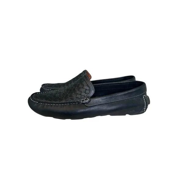 Johnston &amp; Murphy Flex Black Woven Driving Loafers Shoes Men's Size 10.5 M