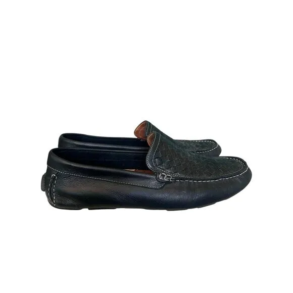 Johnston &amp; Murphy Flex Black Woven Driving Loafers Shoes Men's Size 10.5 M