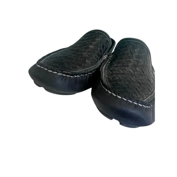 Johnston &amp; Murphy Flex Black Woven Driving Loafers Shoes Men's Size 10.5 M