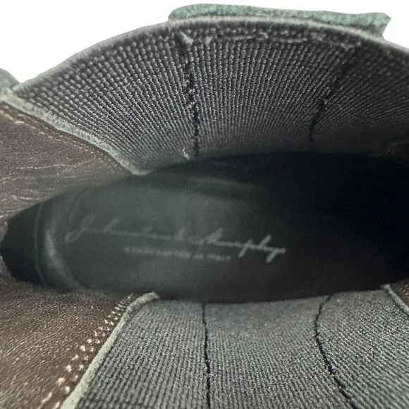 Johnston &amp; Murphy Made in Italy Black Leather Boots With Strap Men's Size 9.5