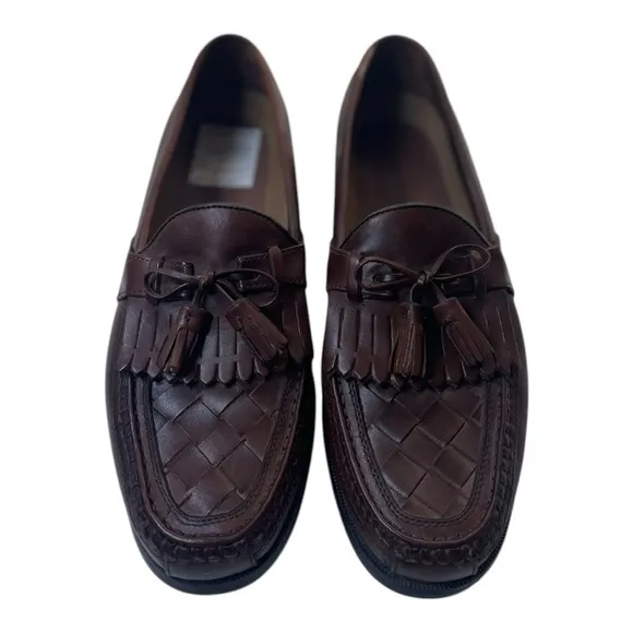 Johnston &amp; Murphy Men’s Halsey Brown Leather Woven Tassel Loafers