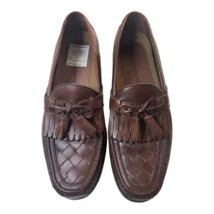 Johnston &amp; Murphy Men’s Halsey Brown Leather Woven Tassel Loafers
