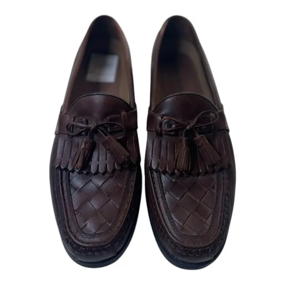 Johnston &amp; Murphy Men’s Halsey Brown Leather Woven Tassel Loafers