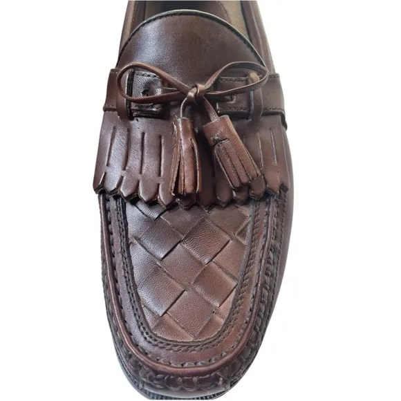 Johnston &amp; Murphy Men’s Halsey Brown Leather Woven Tassel Loafers