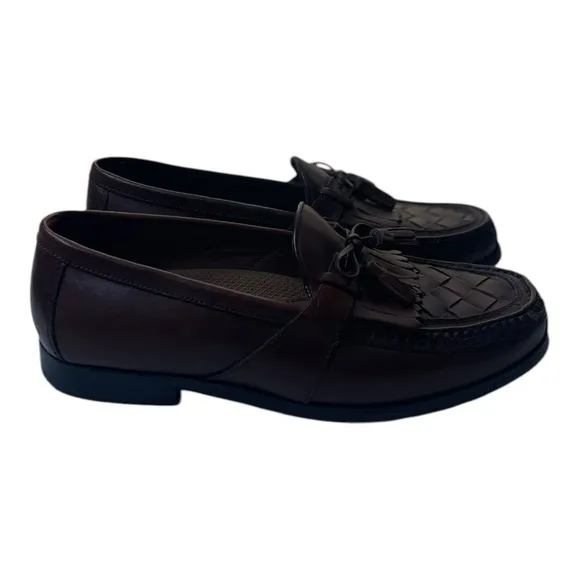 Johnston &amp; Murphy Men’s Halsey Brown Leather Woven Tassel Loafers