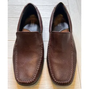 Johnston &amp; Murphy Men's Sheepskin Leather Brown Crawford Venetian Loafers, 10EEE