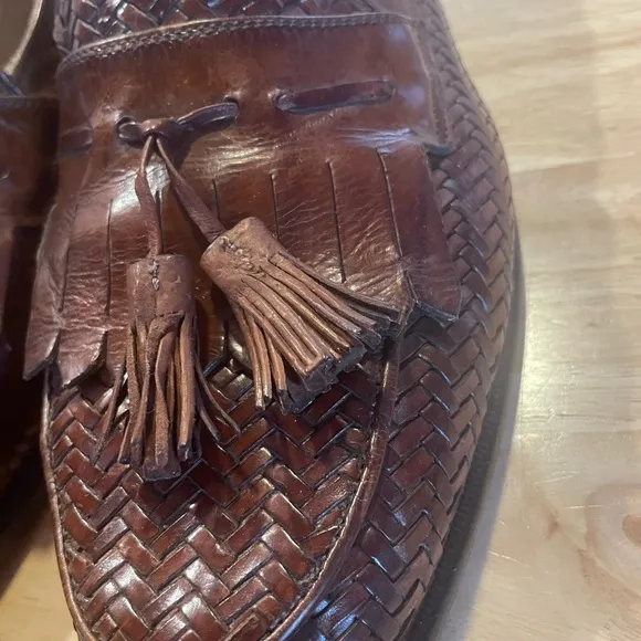 Johnston &amp; Murphy Men’s Woven Tassel Domani Made In Italy Size 10M Loafers