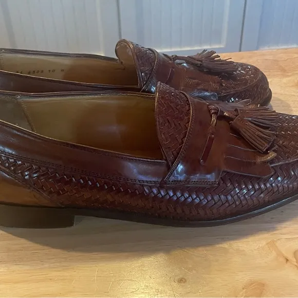 Johnston &amp; Murphy Men’s Woven Tassel Domani Made In Italy Size 10M Loafers