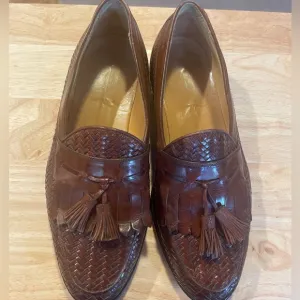 Johnston &amp; Murphy Men’s Woven Tassel Domani Made In Italy Size 10M Loafers