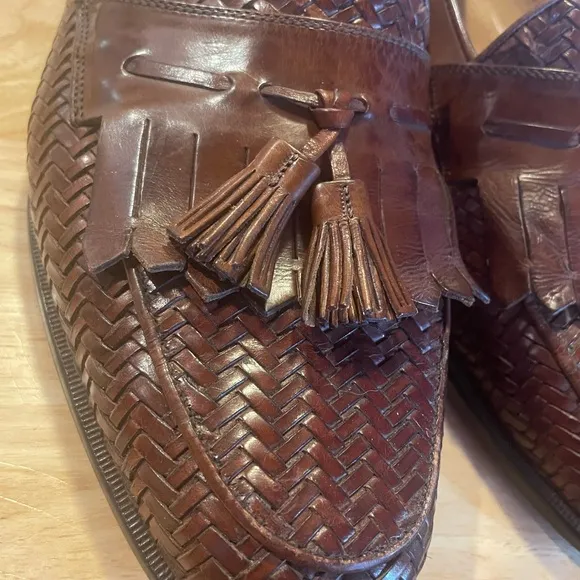 Johnston &amp; Murphy Men’s Woven Tassel Domani Made In Italy Size 10M Loafers