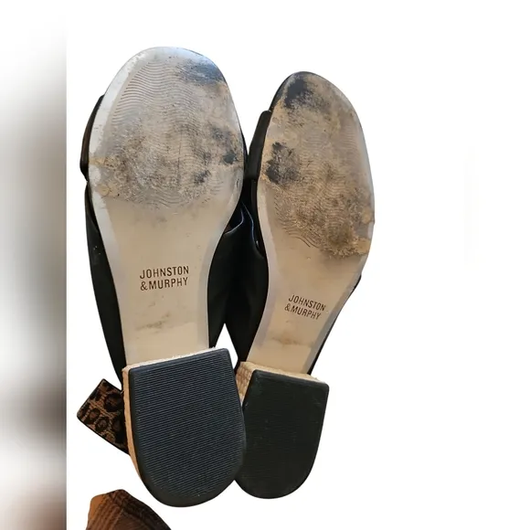 Johnston &amp; Murphy sz 7.5 black leather slide on Georgie sandals SH357