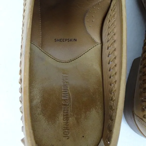 Johnston &amp; Murphy Tan Woven Sheepskin Loafers Size 9.5