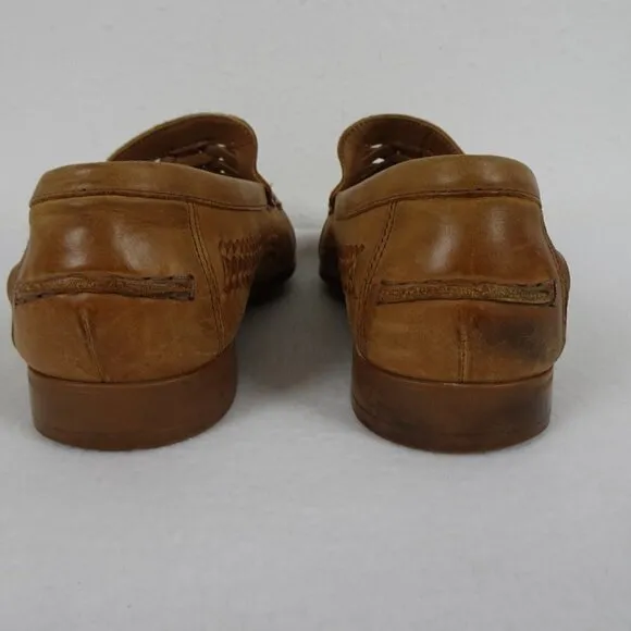 Johnston &amp; Murphy Tan Woven Sheepskin Loafers Size 9.5