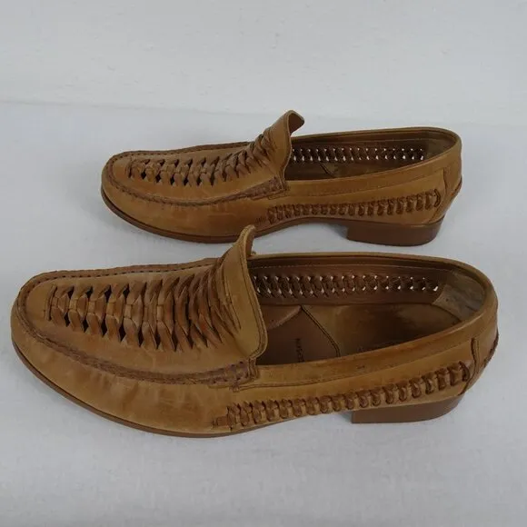 Johnston &amp; Murphy Tan Woven Sheepskin Loafers Size 9.5
